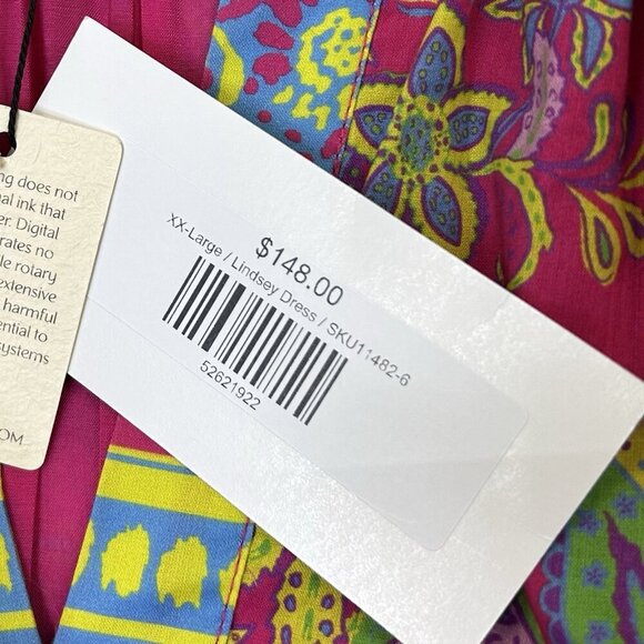 NEW Current Air Lindsey Bohemian Maxi Dress Womens Size XXL Pink Puff Sleeve - Picture 5 of 10